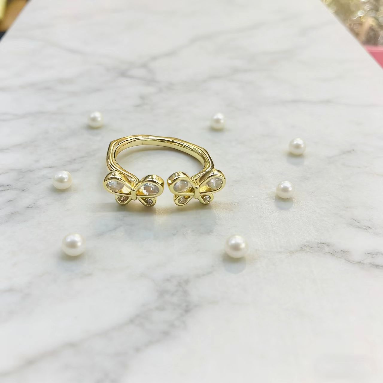 Bow-Knot Womens Micro-Pave Diamond Commuter Ring - Image 2
